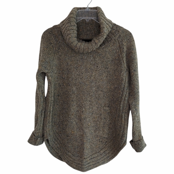 Cynthia Rowley Wool Blend Cowl-Neck Sweater Kangaroo Pockets Rounded Hem Tunic M - Picture 1 of 14